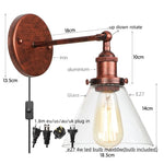 Loft LED Wall Lamp Vintage Pull Chain Switch Iron Bathroom Light