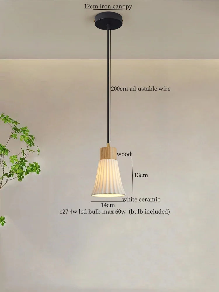 Nordic White Ceramic LED Pendant Light for Modern Living Spaces