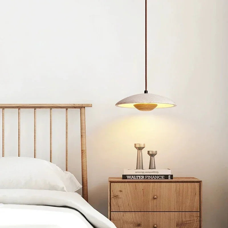 Yellow Travertine Bedside Chandelier - Retro Nordic Style LED Pendant Lights