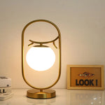 LED Brass Glass Table Lamp for Bedside Reading Desk - Modern Round Ring Design