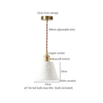 Ceramic LED Pendant Light: Modern Brass Hanging Lamp for Home Decor