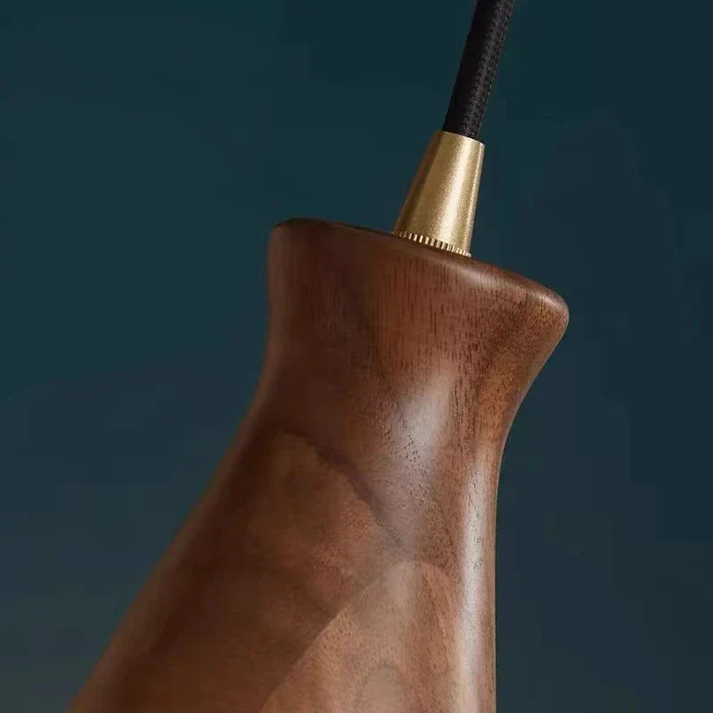 Wood LED Pendant Light with Clear Glass Shade, E27 LED, Japanese-Style Suspension Luminaire