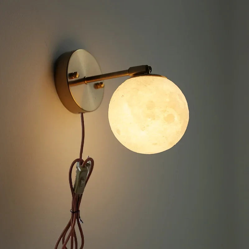 Moon Wall Sconce Up Down Rotate LED Light, Modern Nordic Bedside Lamp