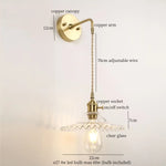 Afralia™ Green Glass LED Wall Light Fixture | Modern Nordic Pull Chain Lamp