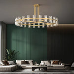 Crystal Black Gold Luxury LED Hanging Pendant Light for Living Room