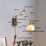 Wood Rotatable 2-Arm LED Wall Sconce with Pull Chain Switch