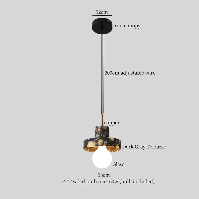 Terrazzo LED Pendant Lamp: Minimalist Nordic Design for Bedroom, Dining, Living Room