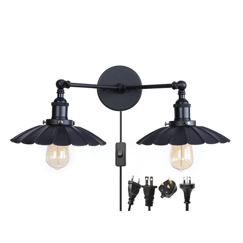 Loft LED Wall Lights with Plug, Industrial Lamparas De Pared