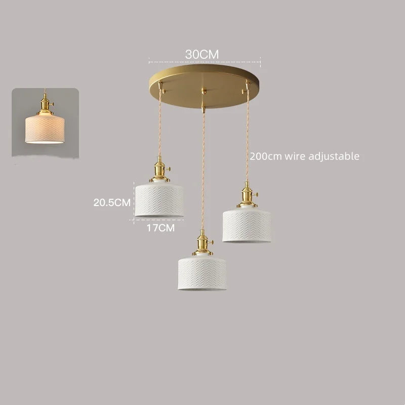 White Ceramic LED Pendant Lamp Modern Hanging Light Fixtures