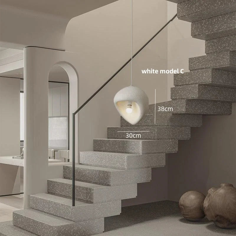 Wabi-sabi Resin Pendant Chandelier | Nordic Villa Stair Decor Droplight