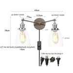 2 Head LED Wall Lamps Iron Glass Bedroom Stair Light Fixtures