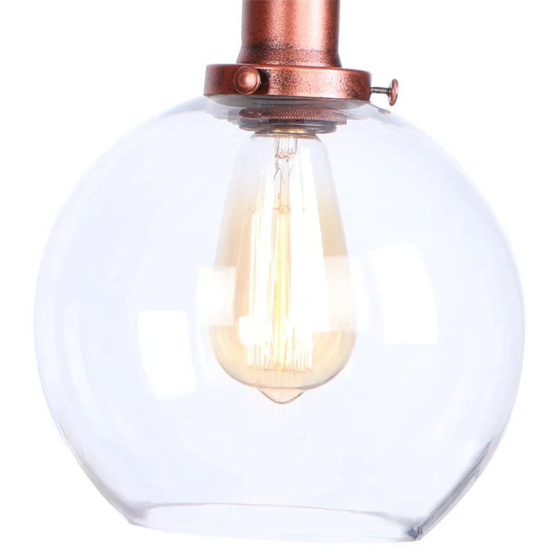 Swing Arm LED Wall Lights Pull Chain Switch Glass Ball Industrial Home Decor