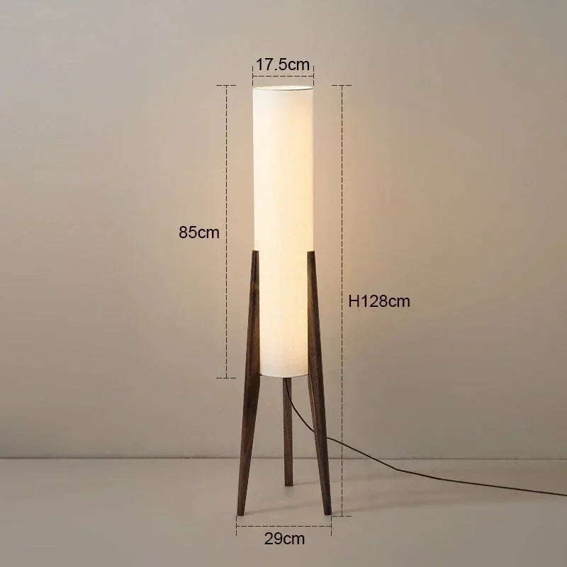 Solid Wood Floor Lamp with Fabric Shade