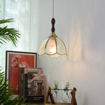 Afralia™ Walnut Tiffany Glass LED Pendant Light : Nordic Modern Kitchen Hanging Lamp