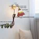 Tiffany Style Glass LED Wall Sconce with Pull Chain Switch