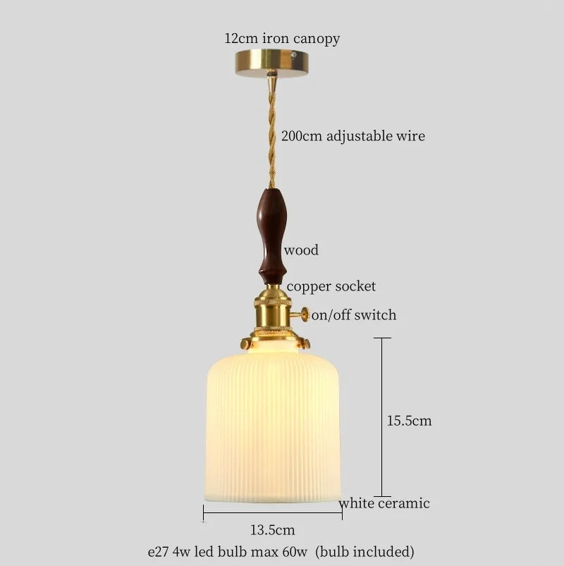 Afralia™ Nordic Style LED Pendant Light with Ceramic Shade for Bar, Dinning Room, Bedroom