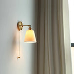 Ceramic LED Wall Sconce with Pull Chain for Bedroom, Living Room, or Bathroom