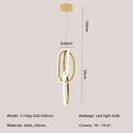 Gold Steel Pendant Light for Home Decor & Bar, Stylish LED Hanging Lamp