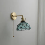 Copper Glass LED Wall Sconce Pull Chain Switch Modern Stair Light Fixtures