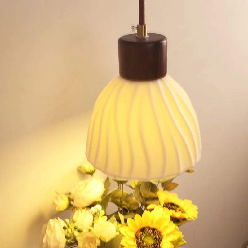 Adjustable LED Wall Light Fixture with Ceramic Wood Base for Home Decor