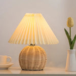 Nordic Ceramics Table Lamp - Modern Desk Light with Pleated Lampshade for Cozy Home Lighting