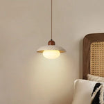 Afralia™ Wabi Sabi Glass LED Pendant Lights Yellow Travertine Vintage Hanging Lamp