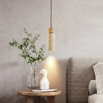 Afralia™ Yellow Travertine Stone LED Pendant Light Fixture for Home Decor