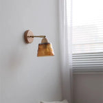 Wood Canopy LED Wall Light Pull Chain Switch Nordic Modern Bedside Sconce