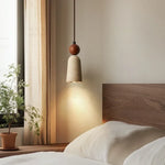 Afralia™ Wood Yellow Travertine LED Pendant Light Hanglamp for Home Decor