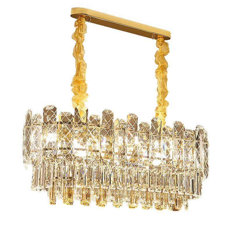 Gold Lustre Chandelier LED Crystal Light Fixture - Postmodern Luxury Hanging Lamp