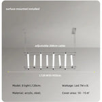 Modern Steel Bar LED Pendant Lights for Kitchen Island, Minimalist Acrylic Hanging Lamp Fixture