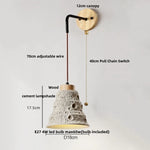Modern Cement Lampshade LED Wall Lights with Pull Chain Switch - Adjustable Bedside Lamp