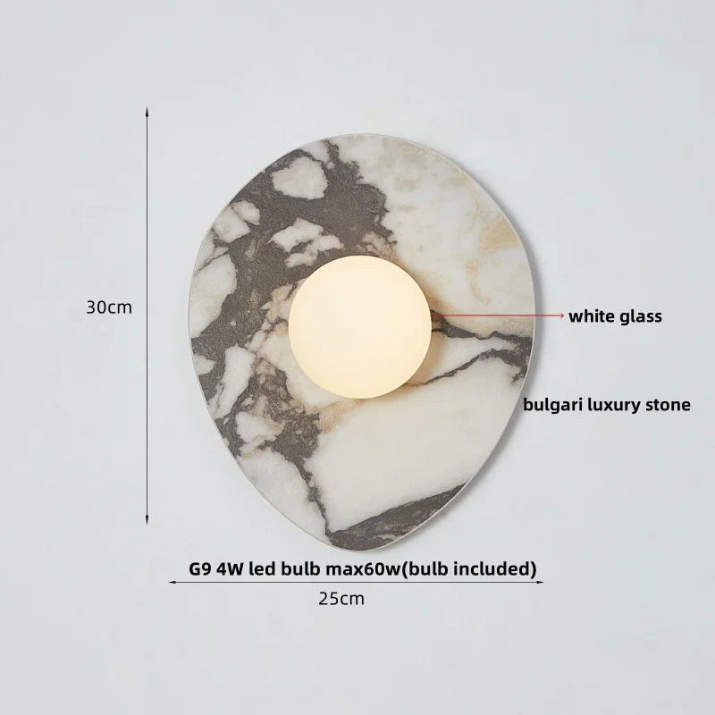 Wabi Sabi LED Wall Light Fixture Stone White Glass Wall Sconce