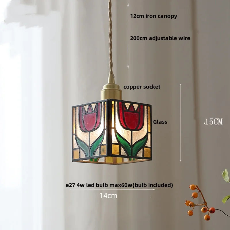 Afralia™ Cube LED Pendant Lamp Walnut Wood Glass Hanging Lights for Restaurant and Bedroom