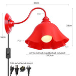 Afralia™ Edison Red LED Wall Lights - Iron Industrial Vintage Bedside Lamp
