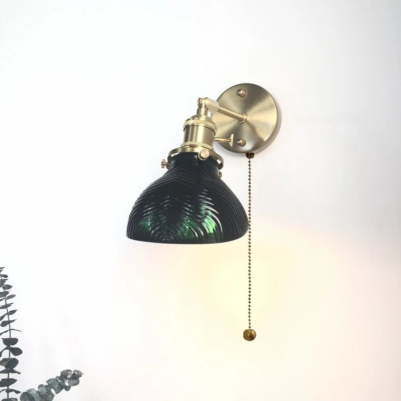 Green Glass Copper LED Wall Lamp Sconce Modern Nordic Design