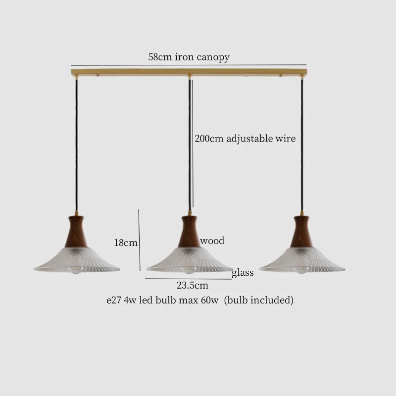 Vintage Glass LED Pendant Lights: Bedroom Living Room Hanging Lamp Lighting