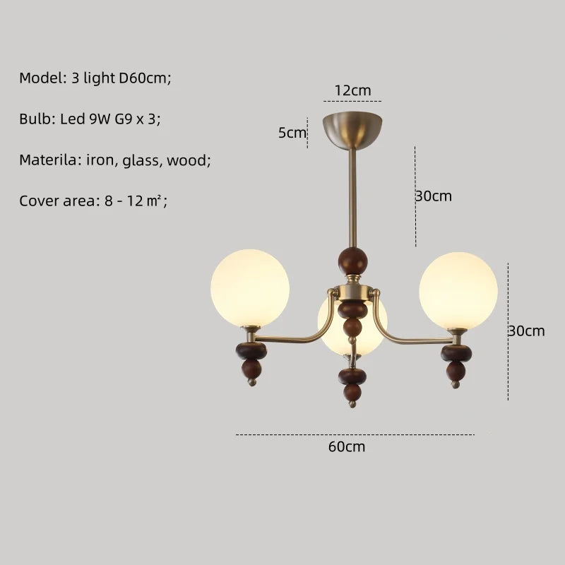 Afralia™ Wood Chandelier Wabi Sabi Pendant Lights Living Room LED Luminarias