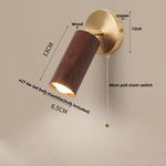 Wood Nordic LED Wall Light - Modern Copper Canopy Bedside Lamp