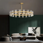 Crystal Black Gold Luxury LED Hanging Pendant Light for Living Room