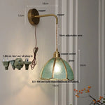 Tiffany Glass LED Wall Sconce Handcrafted Lamp, Pull Chain Switch