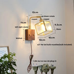 Wood Cube Glass LED Wall Lights with Pull Chain Switch for Modern Interiors