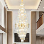 Hollow Spiral Staircase Chandelier | Modern Long Crystal Light for Villa Livingroom