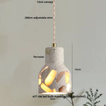 Afralia™ White Terrazzo Stone Copper LED Pendant Light Fixture - Wabi Sabi Design