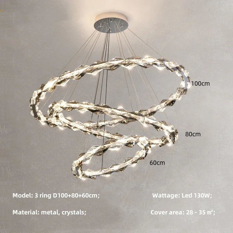 Crystal Chandelier Pendant Light - Dimmable Modern Luxury LED Chrome Luminaria