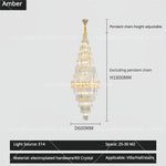 Hollow Spiral Staircase Chandelier | Modern Long Crystal Light for Villa Livingroom
