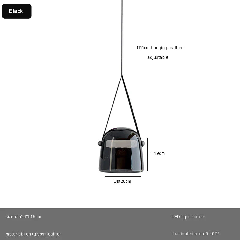 Glass Pendant Chandelier: Modern Leather Belt Luxury LED Lighting for Home Decor
