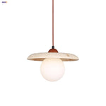 Afralia™ Yellow Cave Stone LED Pendant Lights Natural Wood Hanging Lamp