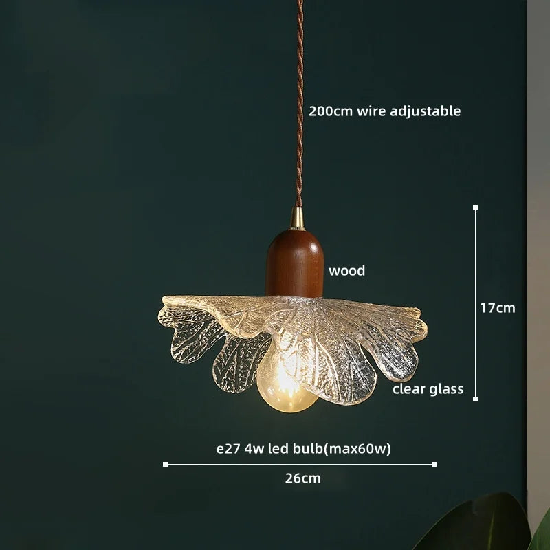 Japanese Style Copper Glass Chandelier Pendant Lights for Living Room Bedroom Bar
