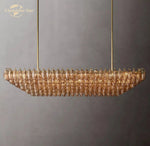 Chiara Smoke Glass Tiered Chandelier - Modern Large Rectangular Hanging Lights